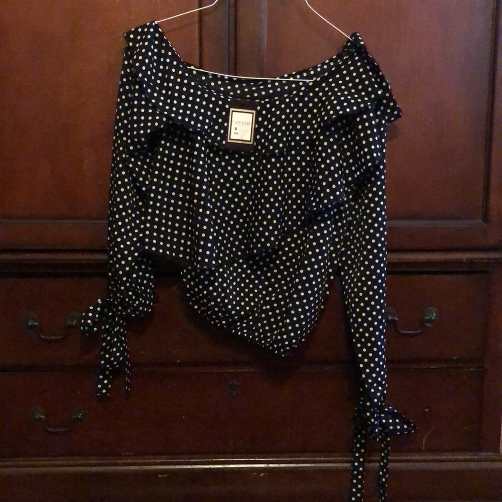 Off-shoulder chiffon blouse